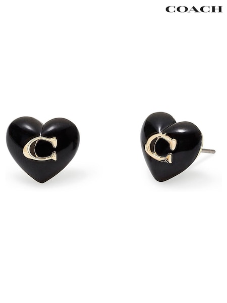 COACH Gold Tone Earring Resin Heart Stud Earrings (E75835) | £40