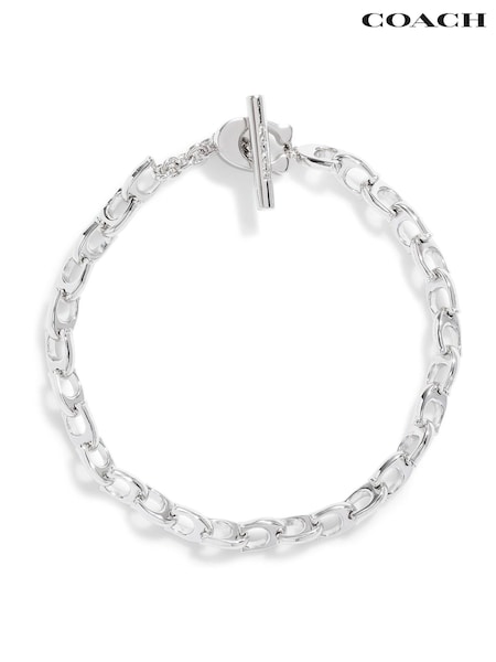 COACH Silver Tone Signature Link Bracelet (E75848) | £95