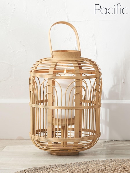 Pacific Natural Bamboo and Glass Lantern (E75960) | £60