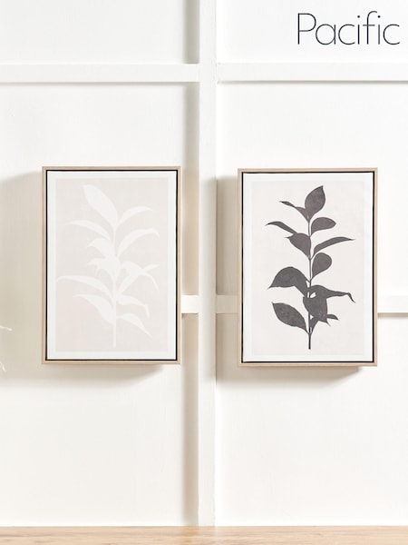 Pacific Natural Leaf Print Framed Canvas Set of 2 (E75961) | £60