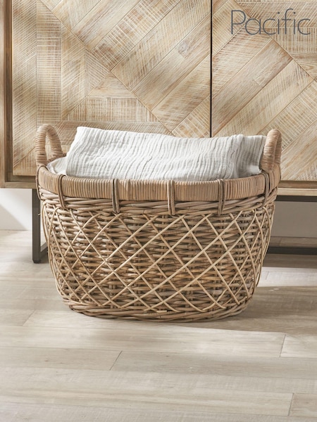 Pacific Natural Rattan Oval Handled Laundry Basket (E75991) | £100