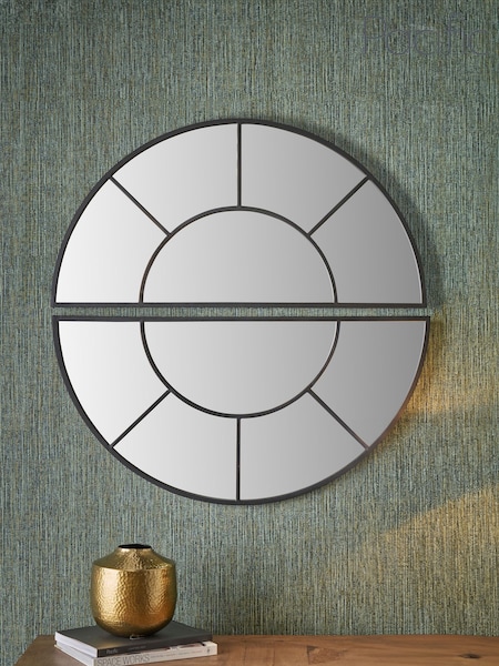 Pacific Black 2 Half Moon Framed Wall Mirror (E75995) | £150