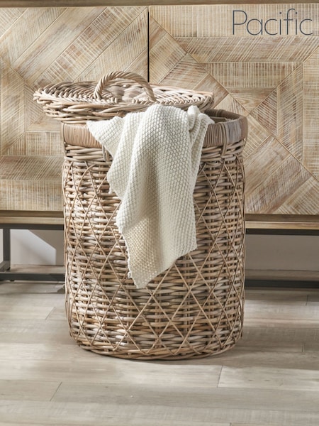 Pacific Natural Rattan Round Linen Basket (E75996) | £125