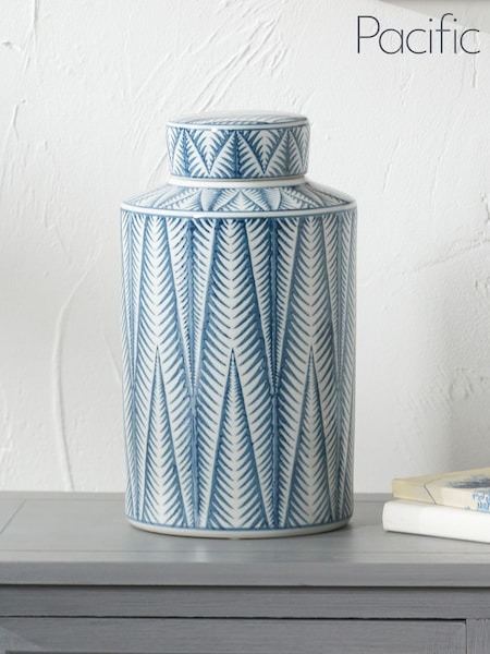 Pacific Blue Samara Ceramicaztec Style Design Lidded Ginger Jar (E76087) | £50