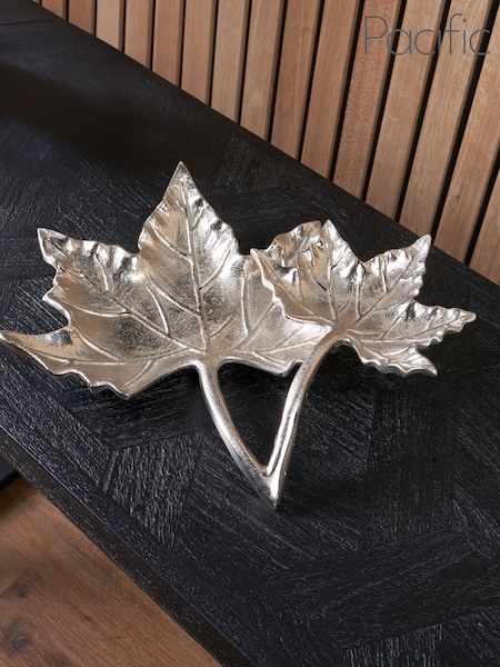 Pacific Silver Metal Dual Oak Leaf Bowl (E76092) | £50