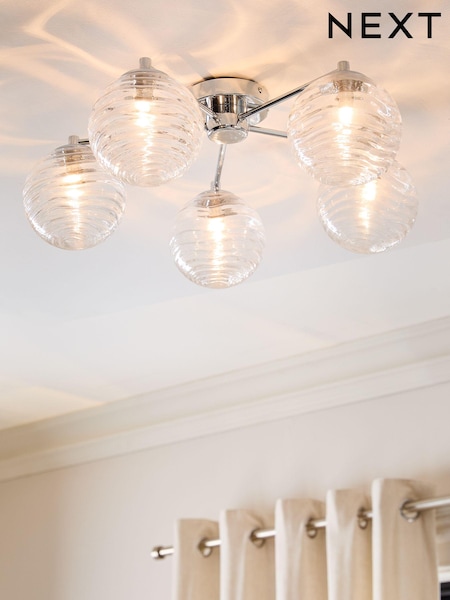 Chrome Juno 5 Light Flush Ceiling Light Fitting (E76246) | £135