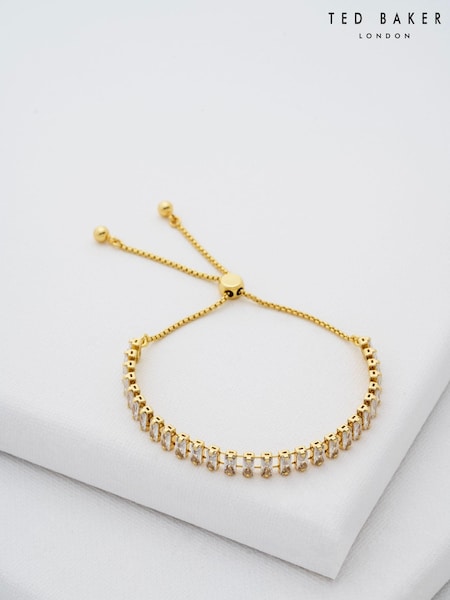 Ted Baker Gold Tone Isabela Crystal Baguette Adjustable Bracelet (E76503) | £50
