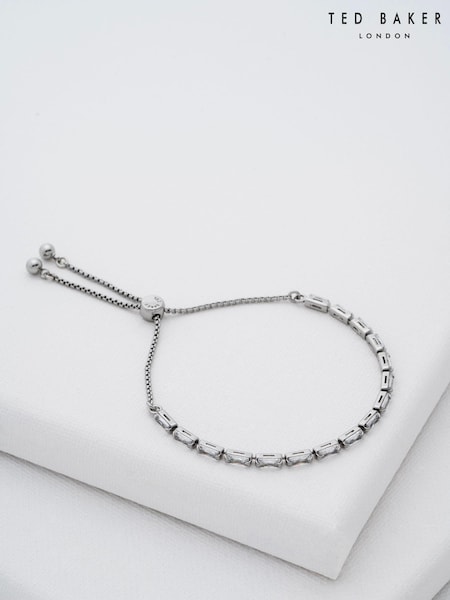 Ted Baker Silver Tone Isela Crystal Baguette Slinky Adjustable Bracelet (E76510) | £40