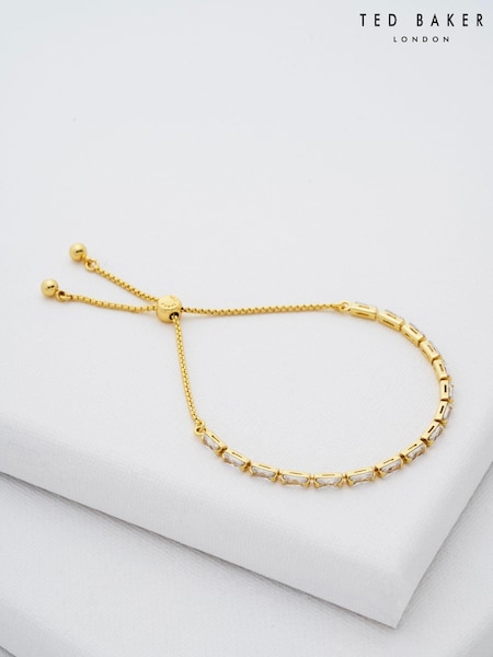 Ted Baker Gold Tone Isela Crystal Baguette Slinky Adjustable Bracelet (E76517) | £40