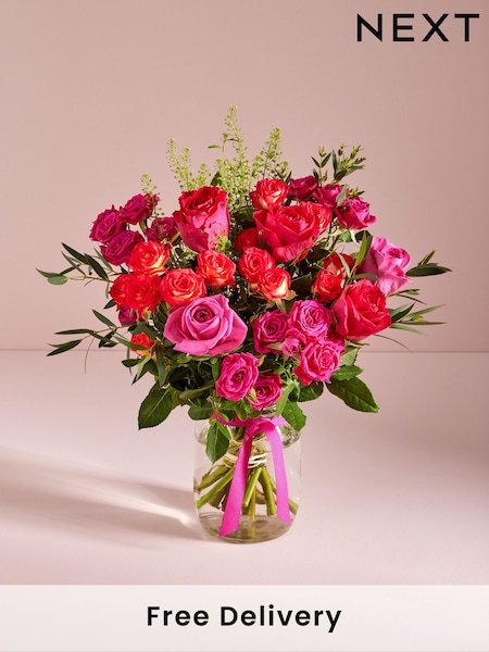 Pink/Purple Mother's Day Roses Fresh Flower Bouquet With Vase (E76572) | £35
