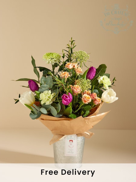 The Chateau by Angel Strawbridge Purple/White Mother's Day Spray Rose and Tulip Fresh Flower Bouquet in Pail (E76598) | £40