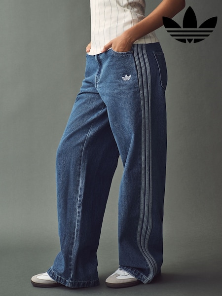 adidas Originals Blue 3 Stripe Denim 100% Cotton Jeans (E76755) | £70