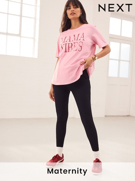 Black Maternity Ribbed Seamless Leggings (E76783) | £25