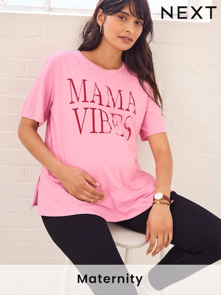 Pink Maternity Nursing 100% Cotton T-Shirt (E76784) | £26