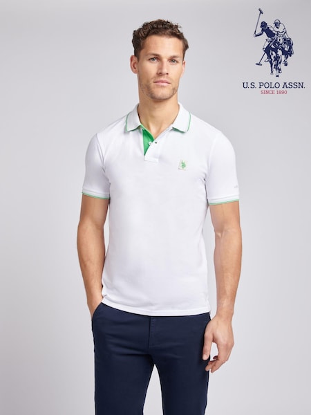 U.S. Polo Assn. White Mens Life Double Horsemen Polo Shirt (E76849) | £60