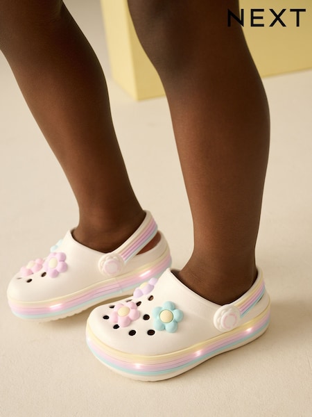 White Daisy Light Up Clogs (E77022) | £14 - £16