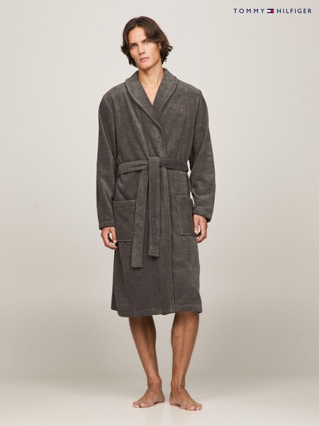 Tommy Hilfiger Grey 100% Cotton Bathrobe (E77141) | £120