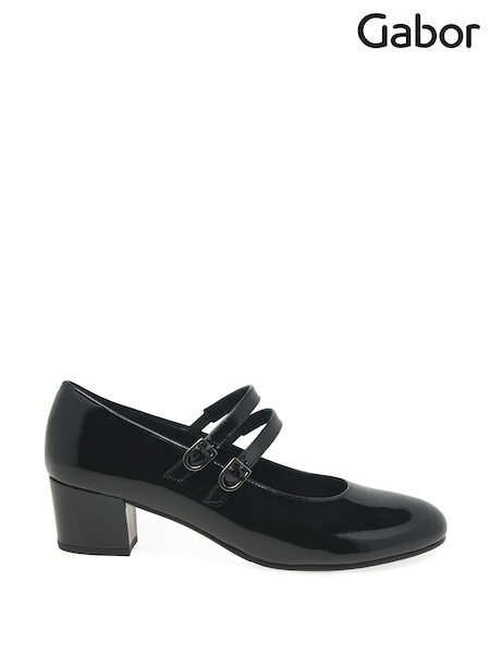 Gabor Belva Patent Court Black Shoes (E77568) | £115