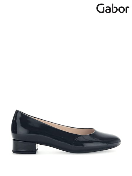 Gabor Develop Patent Leather Court Black Shoes (E77607) | £95