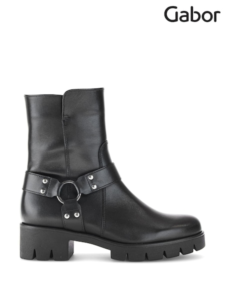 Gabor Burford Leather Ankle Black Boots (E77612) | £125