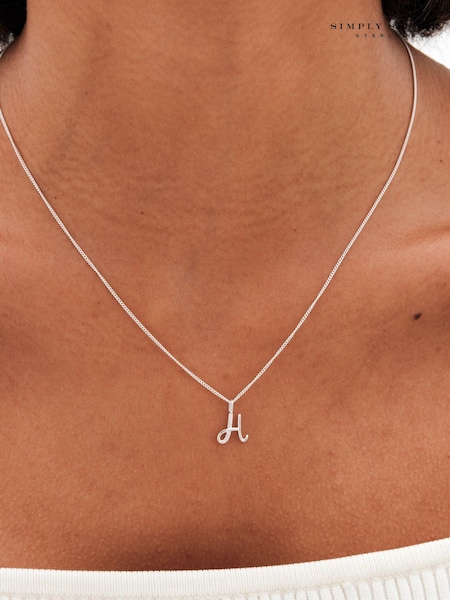 Simply Silver Silver Tone 925 Polished and Cubic Zirconia Initial Pendant (E77614) | £25