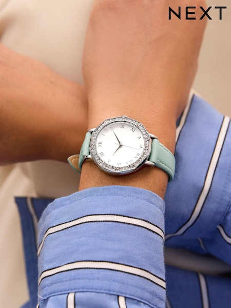 Blue Sparkle PU Watch (E77764) | £32