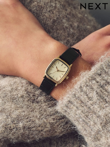 Black Croc Effect Watch (E77766) | £34