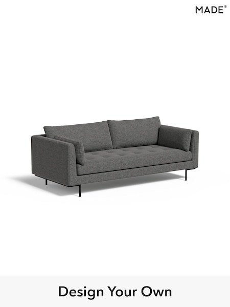 Textured Weave Easy Clean/Stone Grey Harlow By Made (E77898) | £1,099