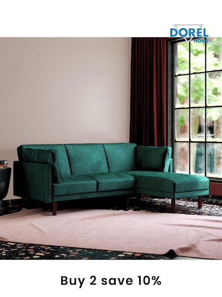 Dorel Home Green Clair Velvet Sprung Seat Sectional Sofa Bed (E78003) | £810