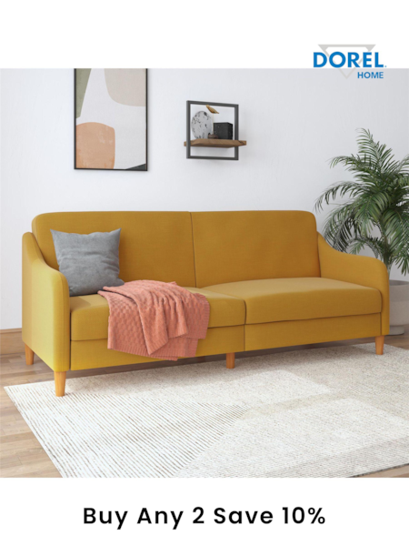 Dorel Home Mustard Jasper Linen Sprung Sofa Bed (E78018) | £555