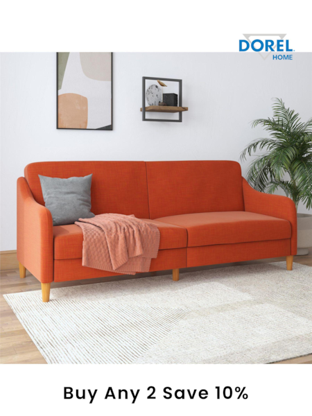 Dorel Home Orange Jasper Linen Sprung Sofa Bed (E78020) | £555