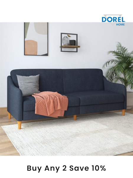 Dorel Home Navy Jasper Linen Sprung Sofa Bed (E78027) | £555