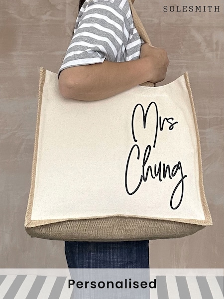 Solesmith Cream Personalised Teacher Gift Jute Bag (E78103) | £19