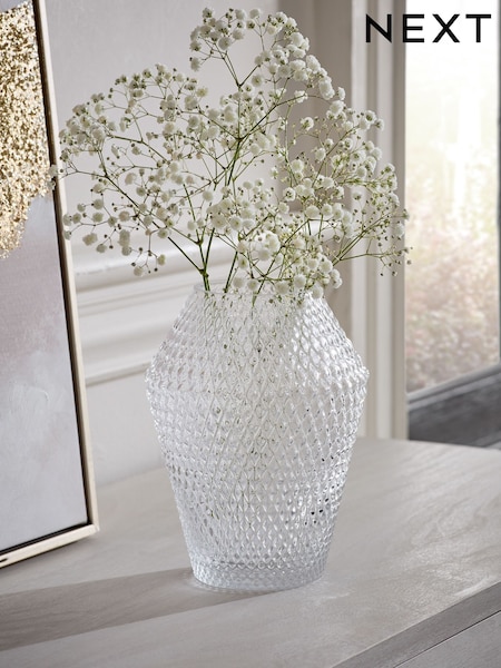 Clear Glass Textured Prism Vase (E78137) | £14