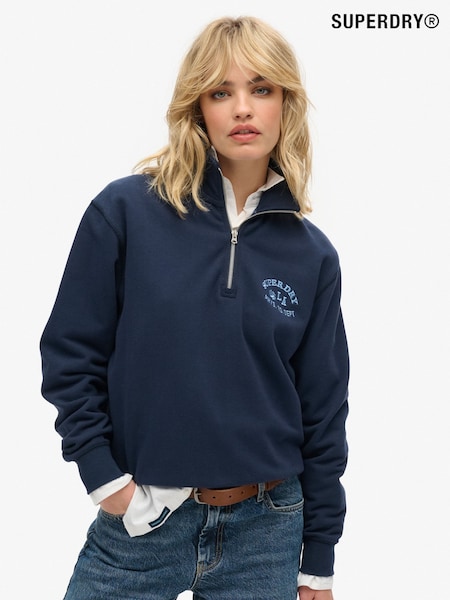 Superdry Blue Athletic Essentials Half Zip Sweatshirt (E78396) | £45
