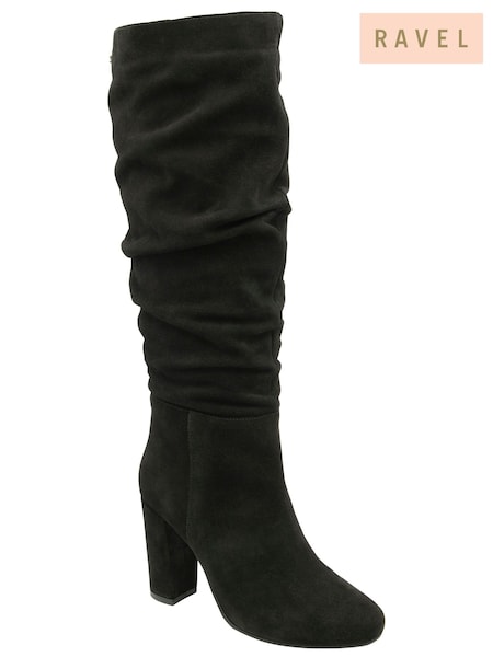 Ravel Black Suede Knee High Boots (E78429) | £130