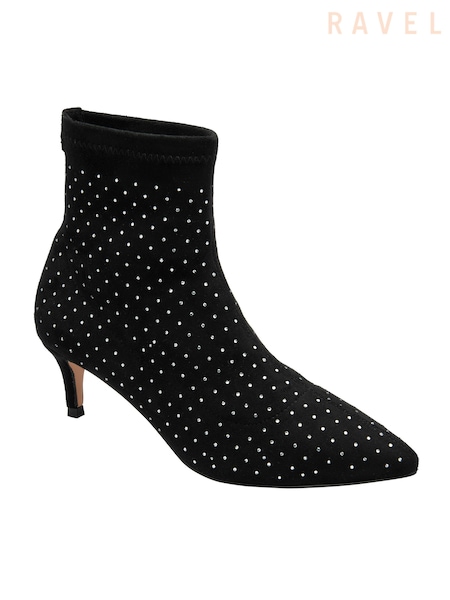 Ravel Black Chrome Imi Suede Sock Ankle Boots (E78435) | £65