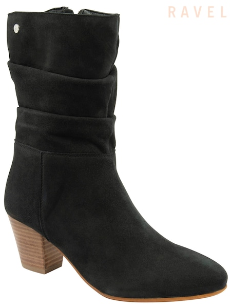 Ravel Black Suede Mid-Calf Boots (E78446) | £100