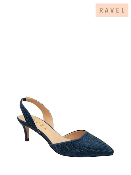 Ravel Blue Diamante Sling Back Shoes (E78469) | £70