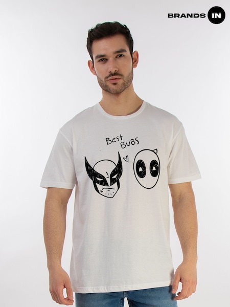 Brands In White Mens Deadpool and Wolverine Best Bubs Drawing 100% Cotton T-Shirt (E78538) | £25