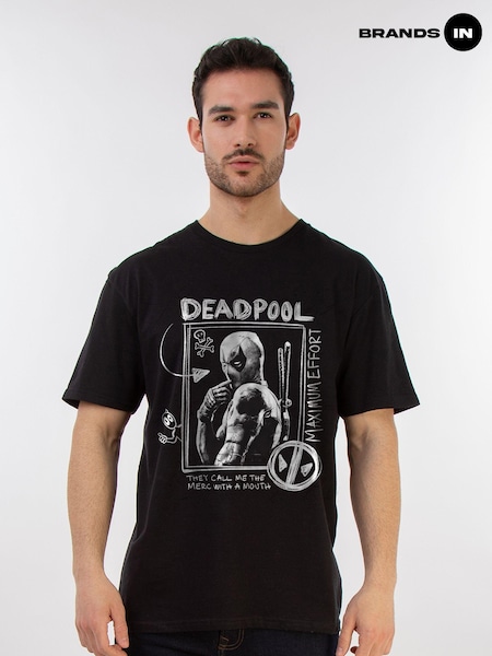 Brands In Black Mens Deadpool and Wolverine Maximum Effort 100% Cotton T-Shirt (E78548) | £25