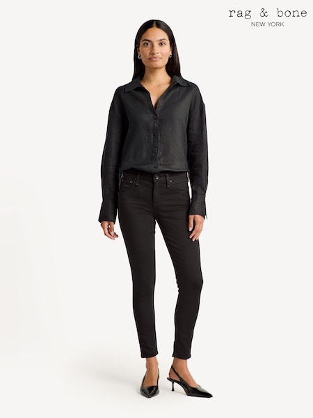 Rag & Bone Black Cate Mid Rise Ankle Skinny Jeans (E78707) | £210