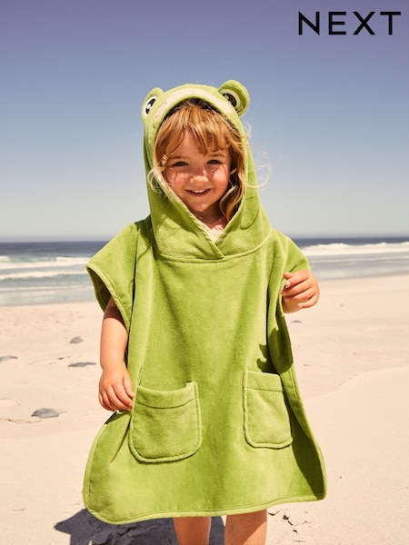 Green Frog Towelling 100% Cotton Poncho (9mths-10yrs) (E78966) | £20 - £24