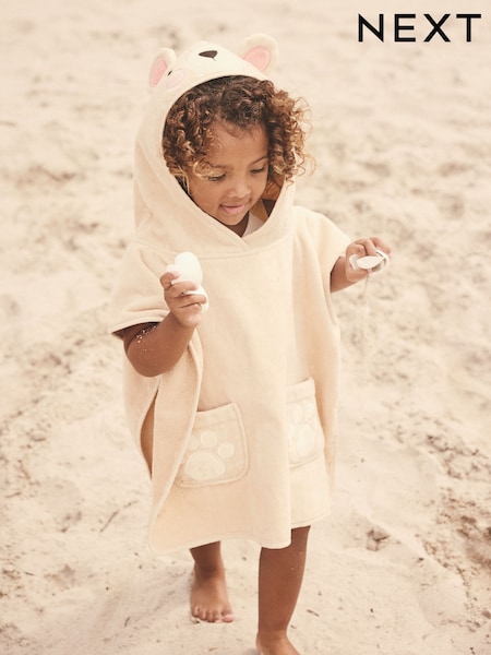 Cream Bear Towelling 100% Cotton Poncho (9mths-10yrs) (E78970) | £20 - £24