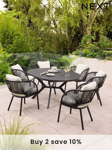 Natural Boucle Genoa Extendable 6 Seater Dining Set (E79027) | £1,399