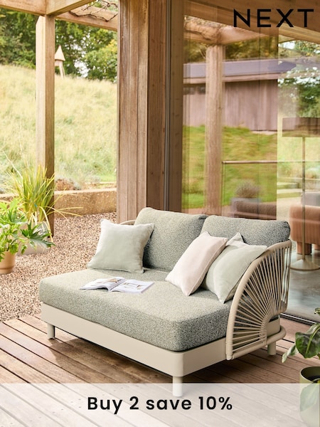 Green Boucle Genoa Garden Love Seat Sofa (E79033) | £650