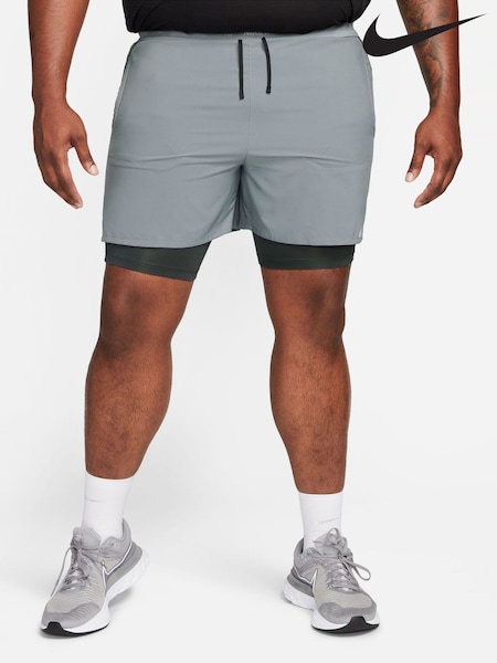 Nike Smoke Grey Dri-Fit Stride 5 Inch 2-in-1 Running Shorts (E79044) | £55
