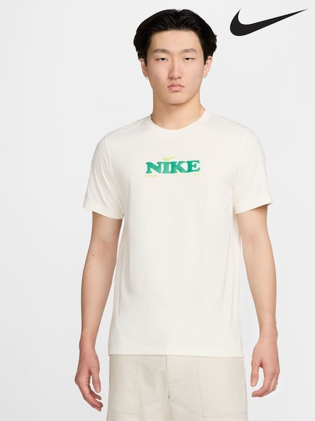 Nike White Sportswear Blooming Graphic 100% Cotton T-Shirt (E79049) | £33