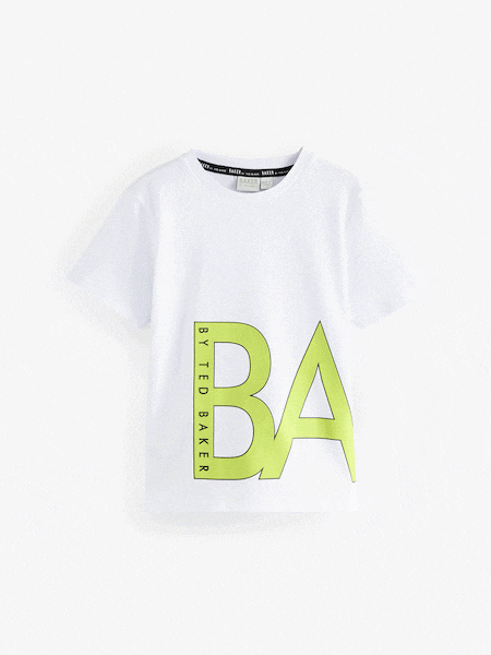 Baker by Ted Baker Graphic 100% Cotton White T-Shirt (E79116) | £16 - £22