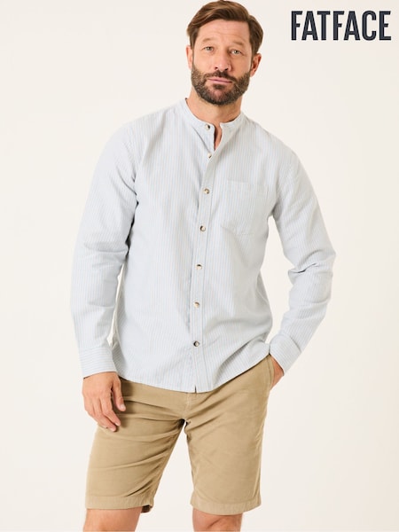 FatFace Light Natural Long Sleeve Stripe Grandad Shirt (E79178) | £49.50
